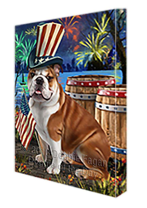 4th of July Independence Day Fireworks Bulldog at the Lake Canvas Print Wall Art Décor CVS75023