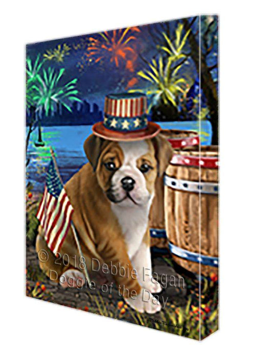 4th of July Independence Day Fireworks Bulldog at the Lake Canvas Print Wall Art Décor CVS75032