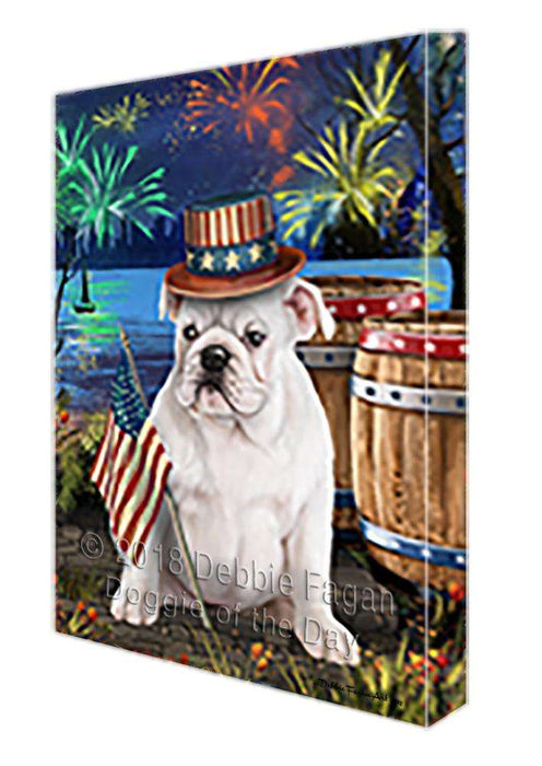 4th of July Independence Day Fireworks Bulldog at the Lake Canvas Print Wall Art Décor CVS75041