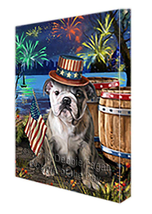 4th of July Independence Day Fireworks Bulldog at the Lake Canvas Print Wall Art Décor CVS75050