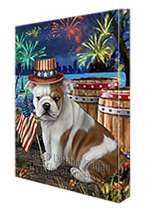 4th of July Independence Day Fireworks Bulldog at the Lake Canvas Print Wall Art Décor CVS75059