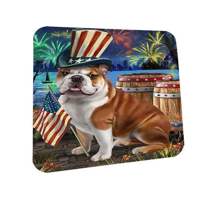 4th of July Independence Day Fireworks Bulldog at the Lake Coasters Set of 4 CST50896