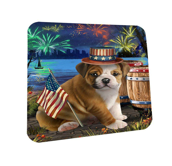 4th of July Independence Day Fireworks Bulldog at the Lake Coasters Set of 4 CST50897