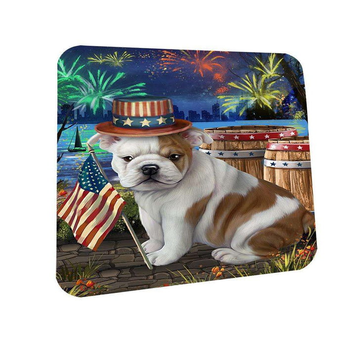 4th of July Independence Day Fireworks Bulldog at the Lake Coasters Set of 4 CST50900