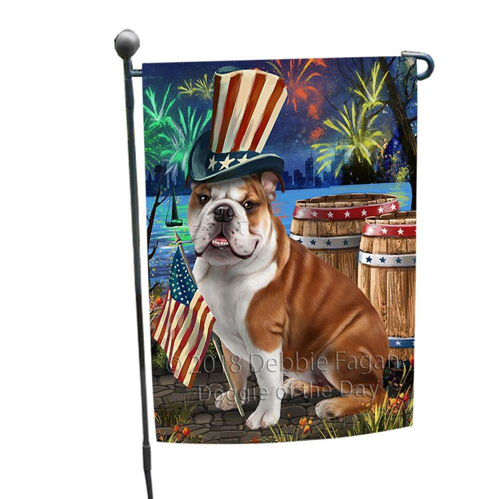 4th of July Independence Day Fireworks  Bulldog at the Lake Garden Flag GFLG50859
