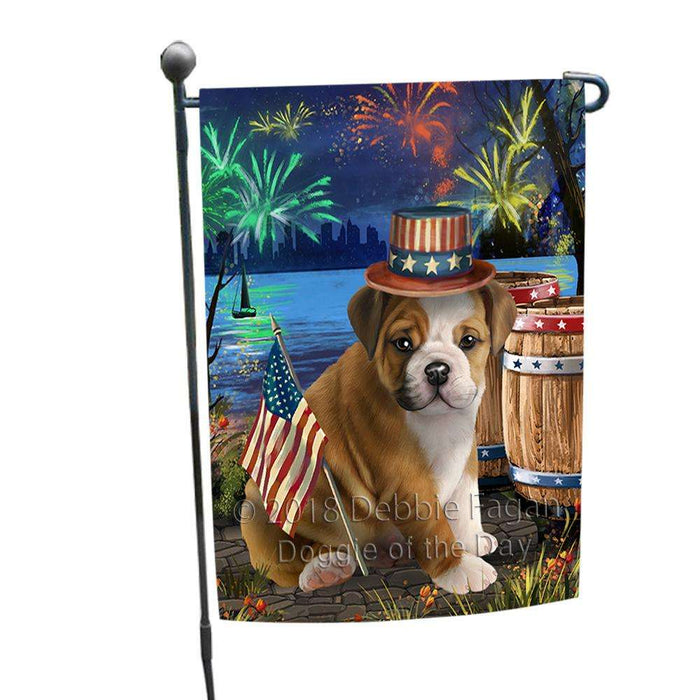 4th of July Independence Day Fireworks  Bulldog at the Lake Garden Flag GFLG50860