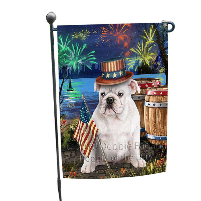 4th of July Independence Day Fireworks  Bulldog at the Lake Garden Flag GFLG50861