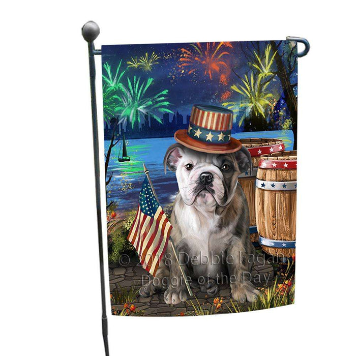 4th of July Independence Day Fireworks  Bulldog at the Lake Garden Flag GFLG50862