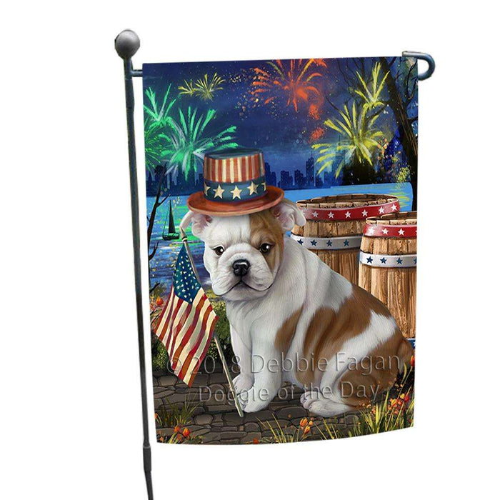 4th of July Independence Day Fireworks  Bulldog at the Lake Garden Flag GFLG50863