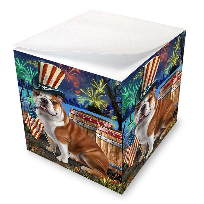 4th of July Independence Day Fireworks Bulldog at the Lake Note Cube NOC50937
