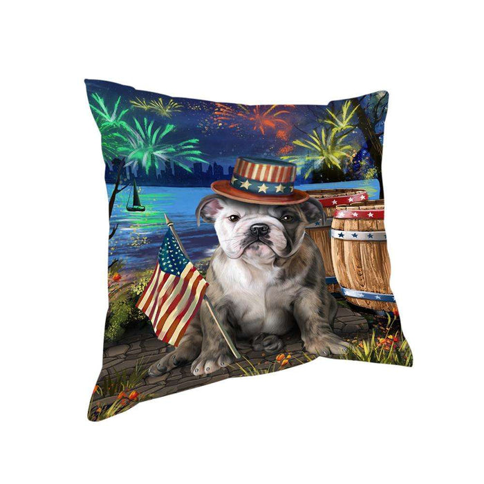 4th of July Independence Day Fireworks Bulldog at the Lake Pillow PIL59824