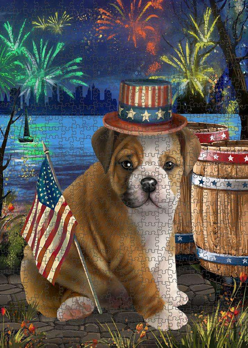 4th of July Independence Day Fireworks Bulldog at the Lake Puzzle with Photo Tin PUZL56676