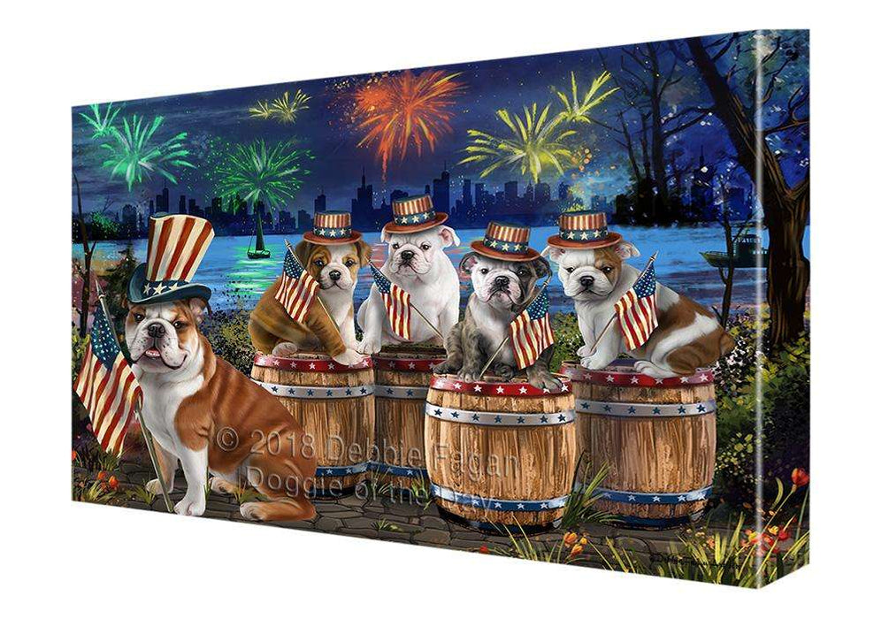 4th of July Independence Day Fireworks Bulldogs at the Lake Canvas Print Wall Art Décor CVS75779
