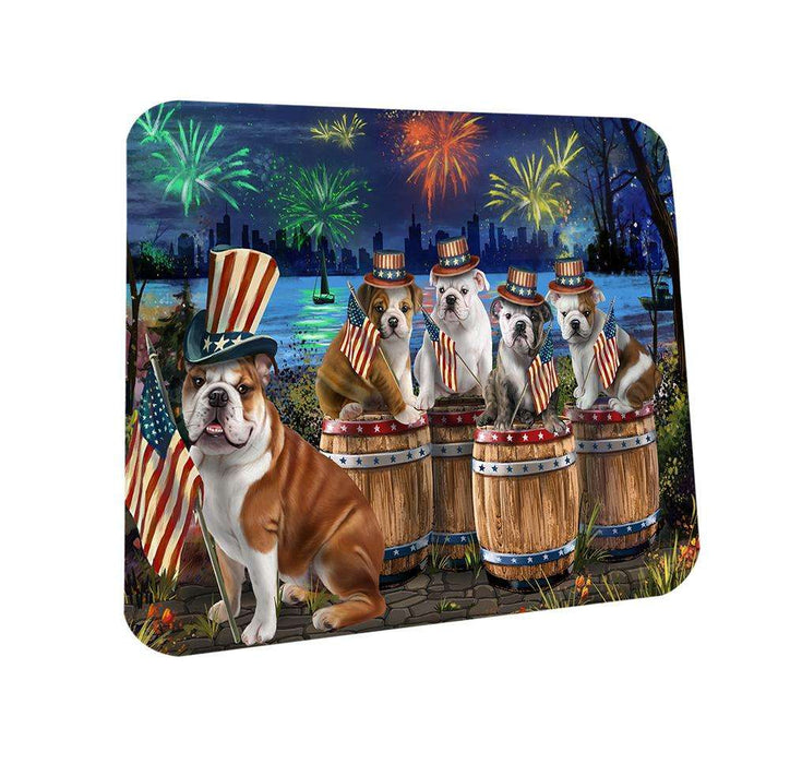 4th of July Independence Day Fireworks Bulldogs at the Lake Coasters Set of 4 CST50980