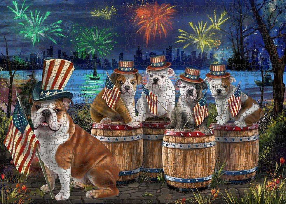 4th of July Independence Day Fireworks Bulldogs at the Lake Puzzle with Photo Tin PUZL56925