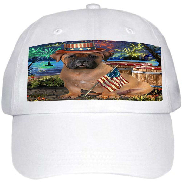 4th of July Independence Day Fireworks Bullmastiff Dog at the Lake Ball Hat Cap HAT56562