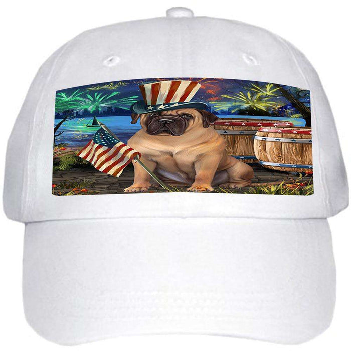 4th of July Independence Day Fireworks Bullmastiff Dog at the Lake Ball Hat Cap HAT56565