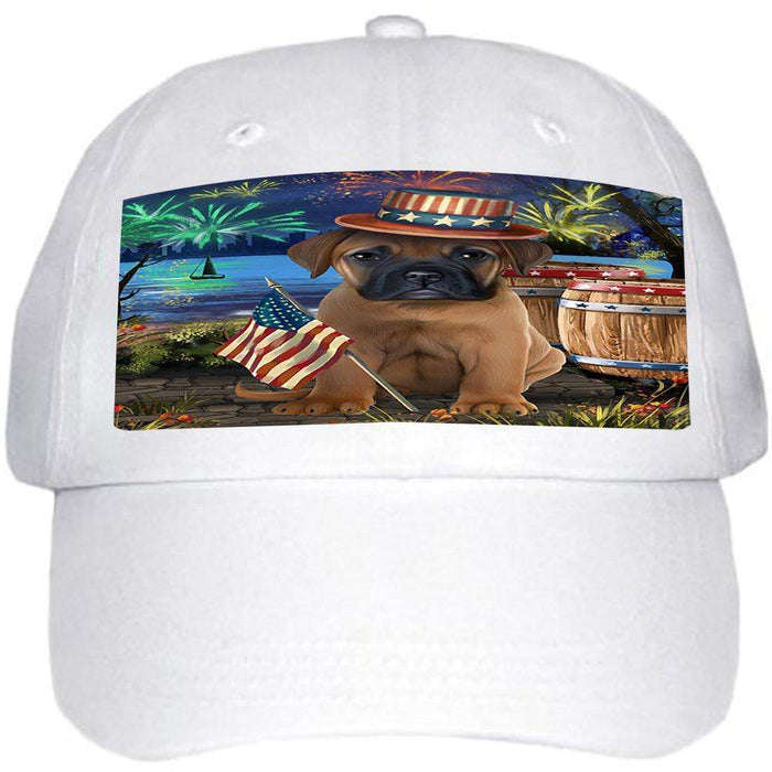 4th of July Independence Day Fireworks Bullmastiff Dog at the Lake Ball Hat Cap HAT56571