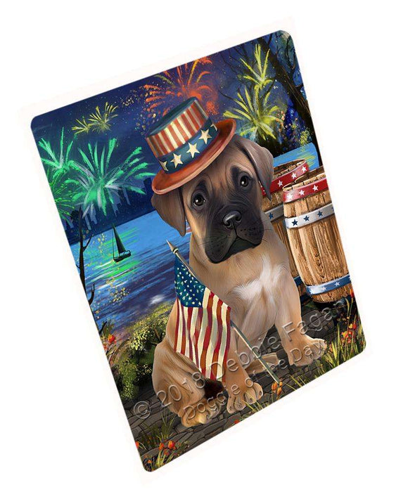 4th of July Independence Day Fireworks Bullmastiff Dog at the Lake Blanket BLNKT74586