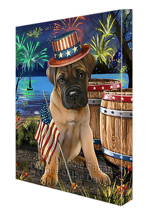 4th of July Independence Day Fireworks Bullmastiff Dog at the Lake Canvas Print Wall Art Décor CVS75068