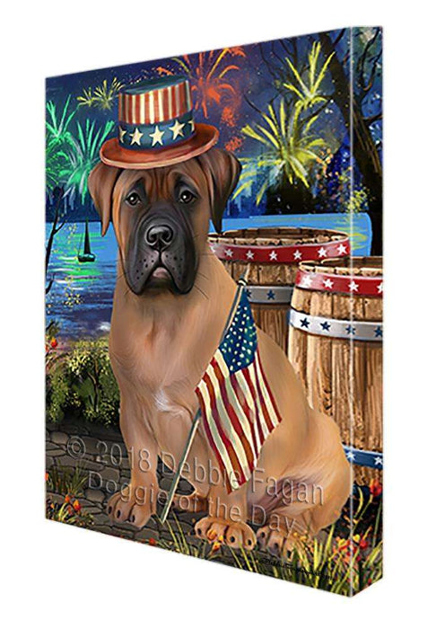4th of July Independence Day Fireworks Bullmastiff Dog at the Lake Canvas Print Wall Art Décor CVS75077
