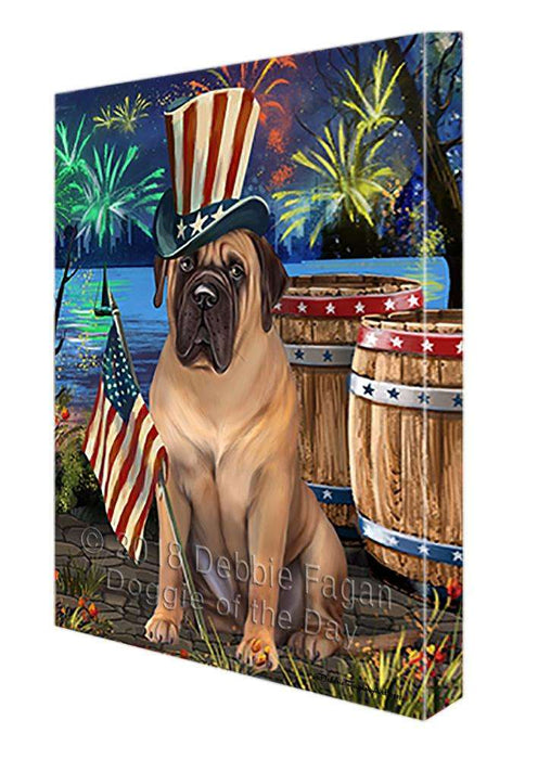 4th of July Independence Day Fireworks Bullmastiff Dog at the Lake Canvas Print Wall Art Décor CVS75086