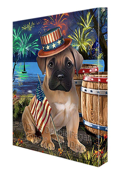 4th of July Independence Day Fireworks Bullmastiff Dog at the Lake Canvas Print Wall Art Décor CVS75095