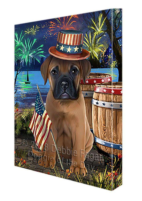 4th of July Independence Day Fireworks Bullmastiff Dog at the Lake Canvas Print Wall Art Décor CVS75104