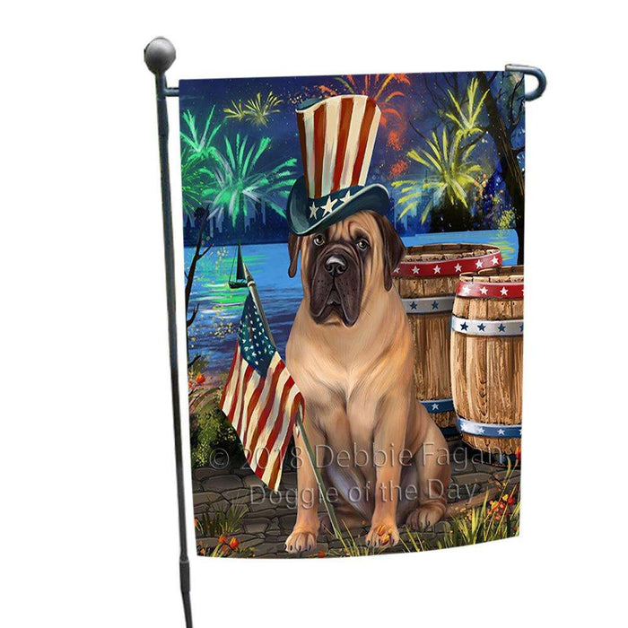 4th of July Independence Day Fireworks  Bullmastiff Dog at the Lake Garden Flag GFLG50866