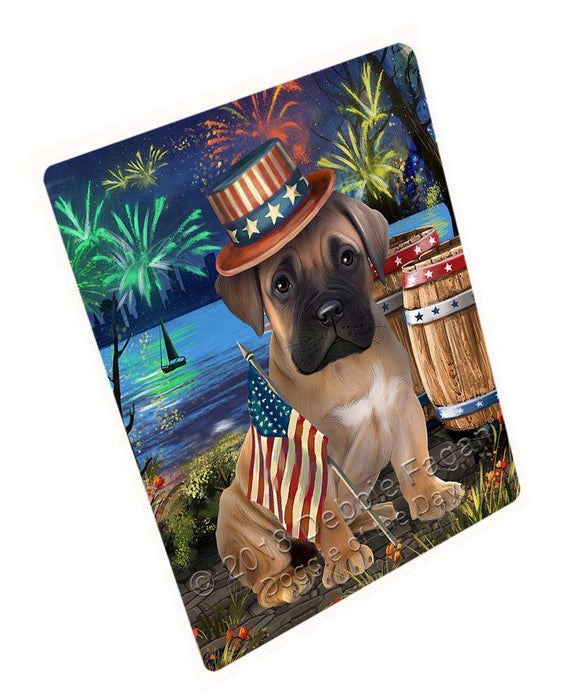 4th of July Independence Day Fireworks Bullmastiff Dog at the Lake Large Refrigerator / Dishwasher Magnet RMAG65718