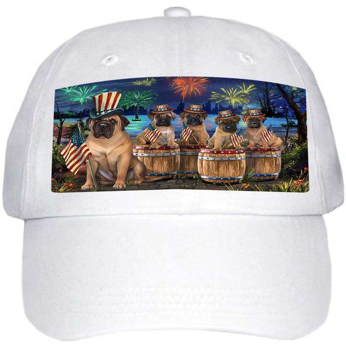 4th of July Independence Day Fireworks Bullmastiffs at the Lake Ball Hat Cap HAT56799