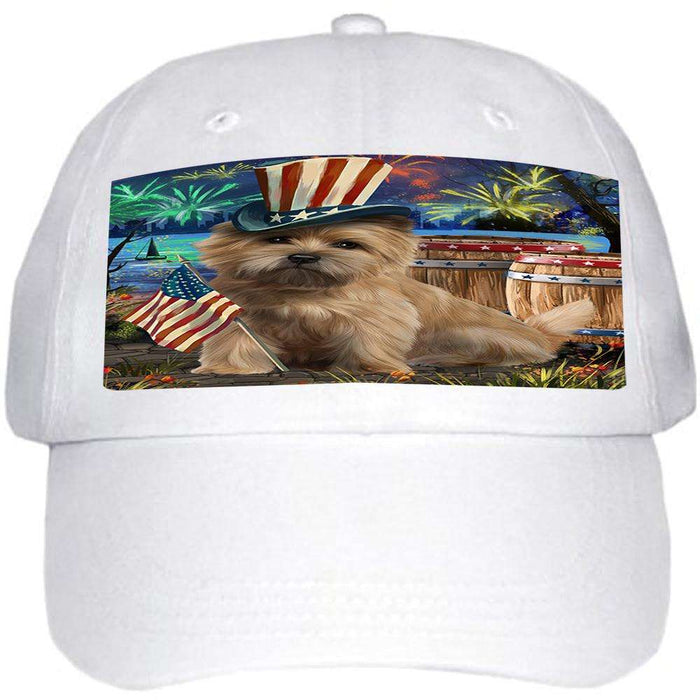 4th of July Independence Day Fireworks Cairn Terrier Dog at the Lake Ball Hat Cap HAT56574