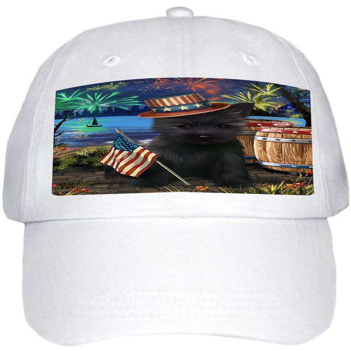 4th of July Independence Day Fireworks Cairn Terrier Dog at the Lake Ball Hat Cap HAT56577