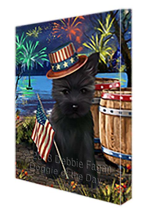 4th of July Independence Day Fireworks Cairn Terrier Dog at the Lake Canvas Print Wall Art Décor CVS75122