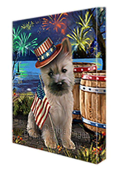 4th of July Independence Day Fireworks Cairn Terrier Dog at the Lake Canvas Print Wall Art Décor CVS75131