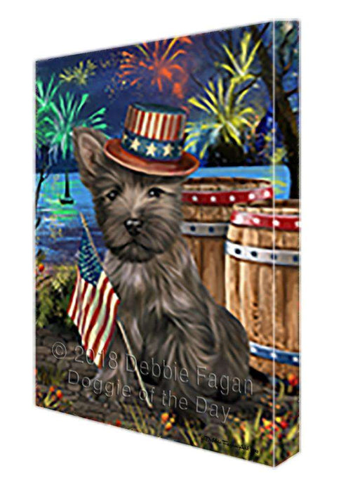 4th of July Independence Day Fireworks Cairn Terrier Dog at the Lake Canvas Print Wall Art Décor CVS75140