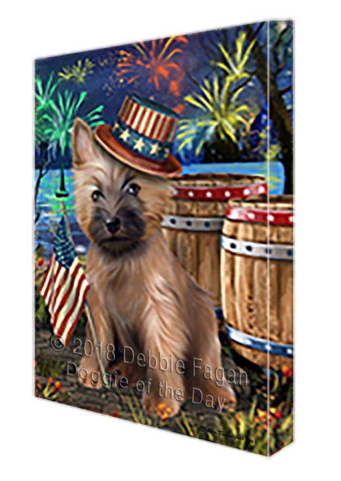 4th of July Independence Day Fireworks Cairn Terrier Dog at the Lake Canvas Print Wall Art Décor CVS75149