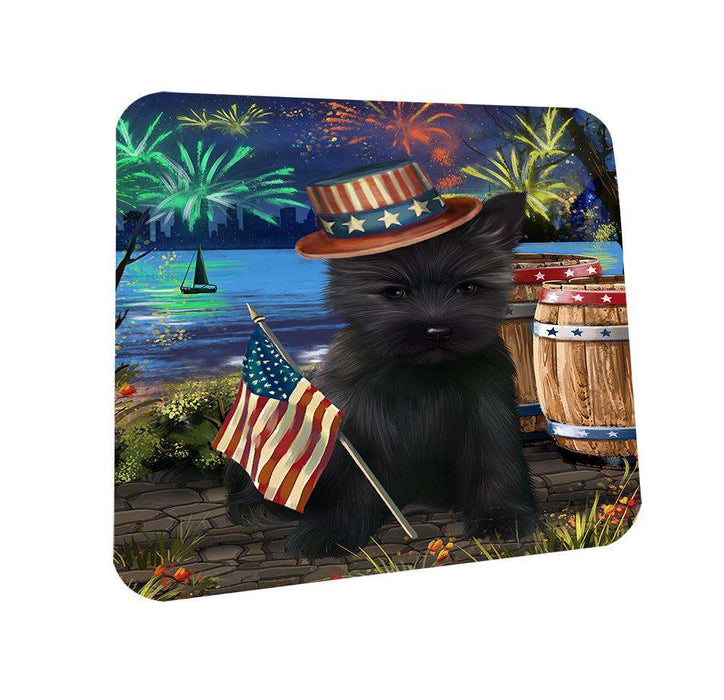 4th of July Independence Day Fireworks Cairn Terrier Dog at the Lake Coasters Set of 4 CST50907