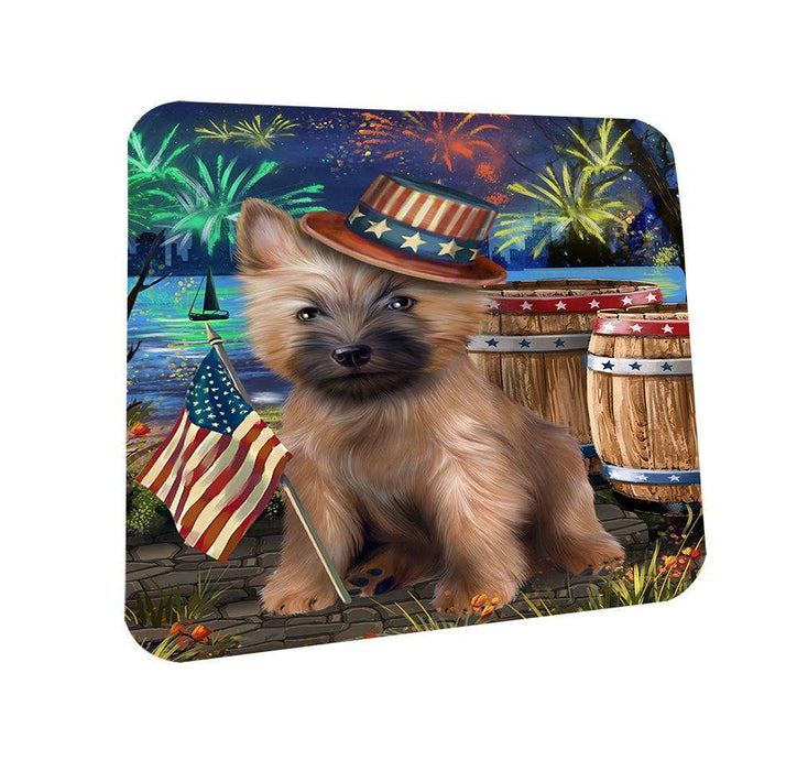 4th of July Independence Day Fireworks Cairn Terrier Dog at the Lake Coasters Set of 4 CST50910