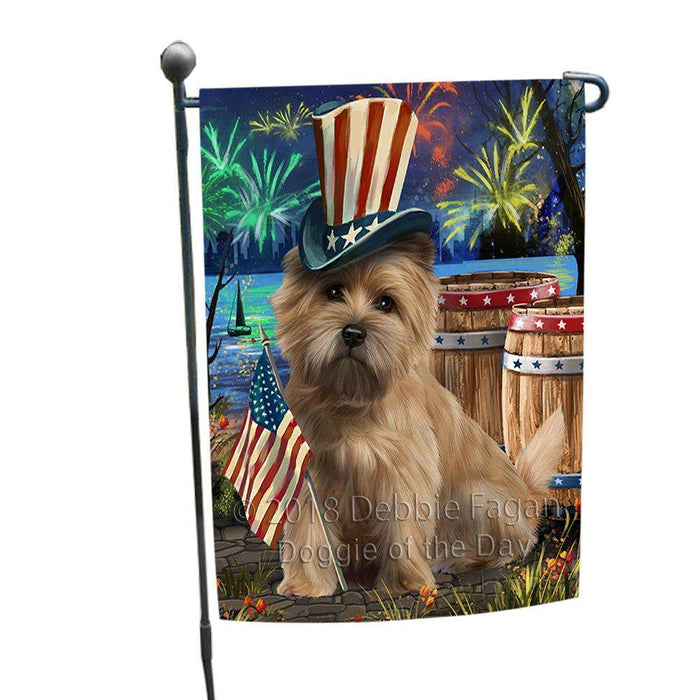 4th of July Independence Day Fireworks  Cairn Terrier Dog at the Lake Garden Flag GFLG50869