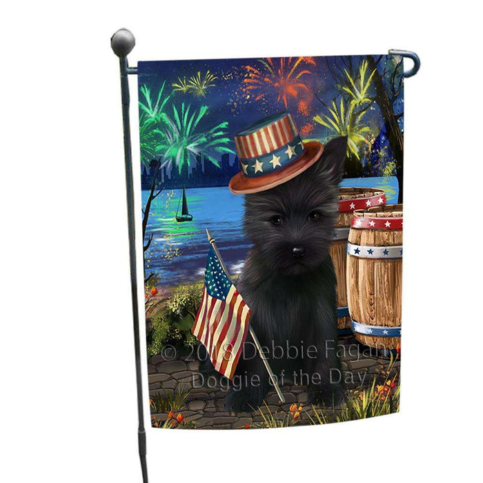 4th of July Independence Day Fireworks  Cairn Terrier Dog at the Lake Garden Flag GFLG50870