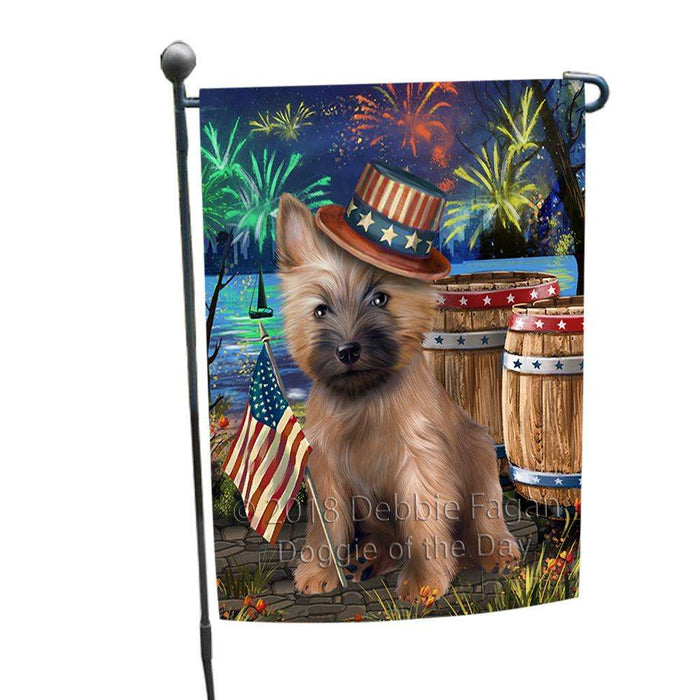 4th of July Independence Day Fireworks  Cairn Terrier Dog at the Lake Garden Flag GFLG50873