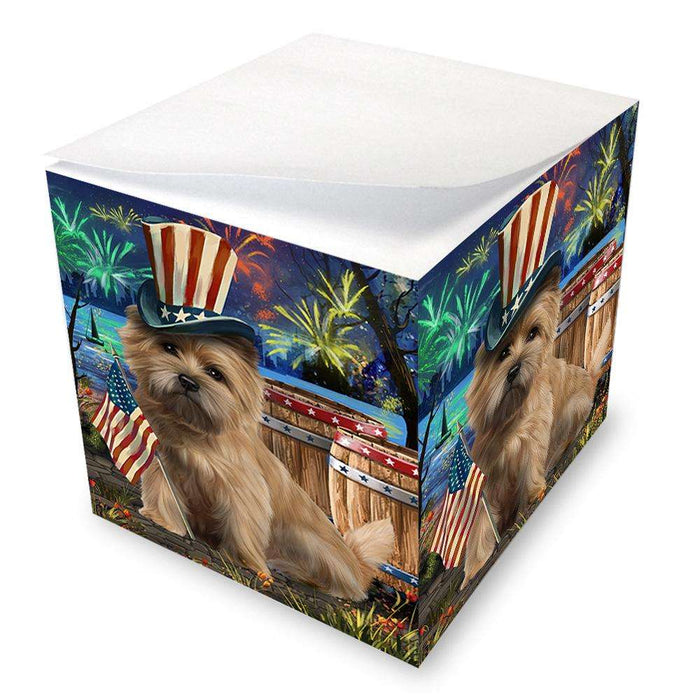 4th of July Independence Day Fireworks Cairn Terrier Dog at the Lake Note Cube NOC50947