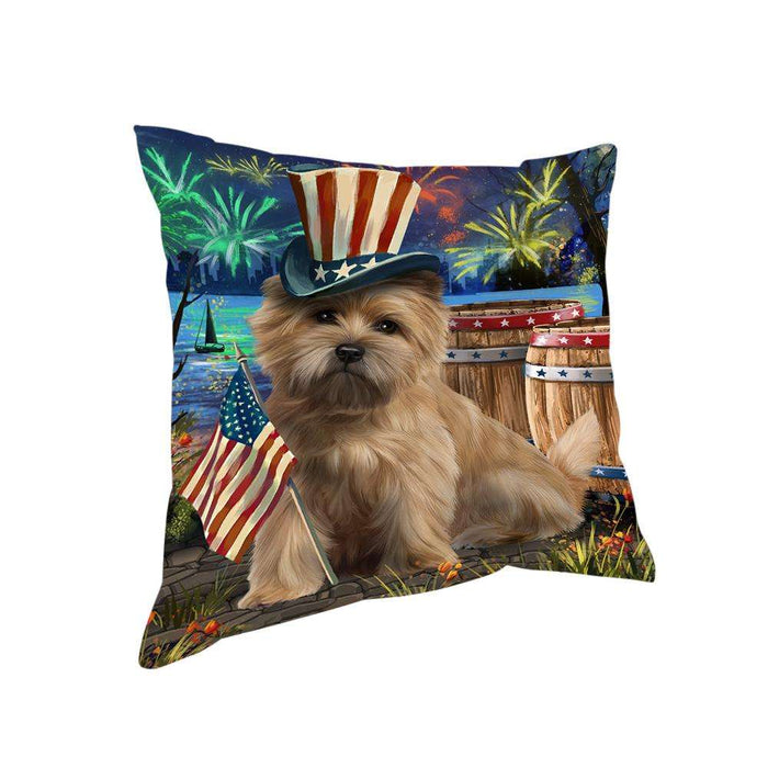 4th of July Independence Day Fireworks Cairn Terrier Dog at the Lake Pillow PIL59852