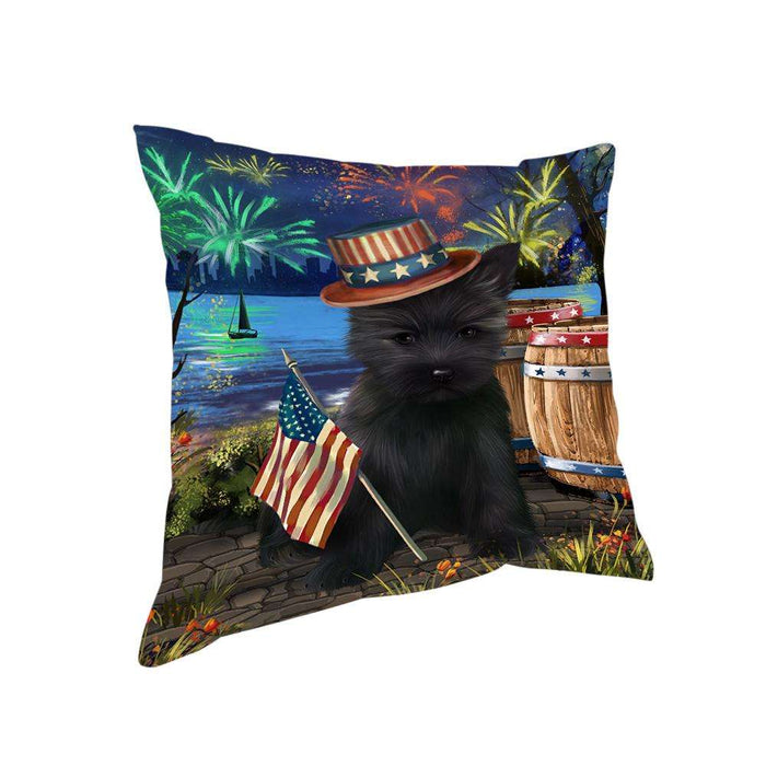 4th of July Independence Day Fireworks Cairn Terrier Dog at the Lake Pillow PIL59856