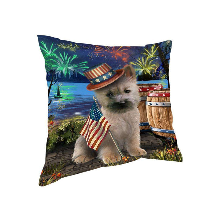 4th of July Independence Day Fireworks Cairn Terrier Dog at the Lake Pillow PIL59860