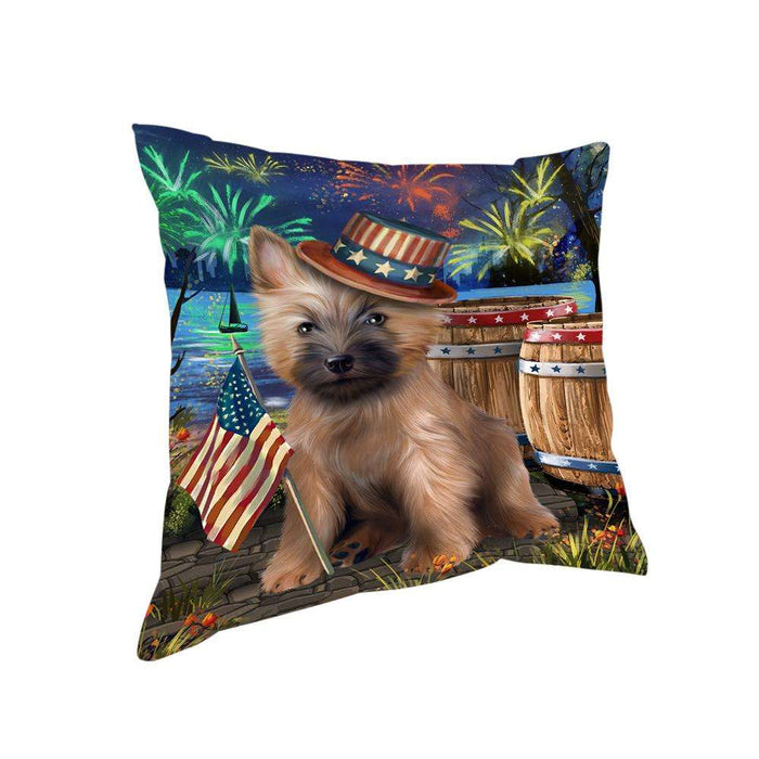4th of July Independence Day Fireworks Cairn Terrier Dog at the Lake Pillow PIL59868