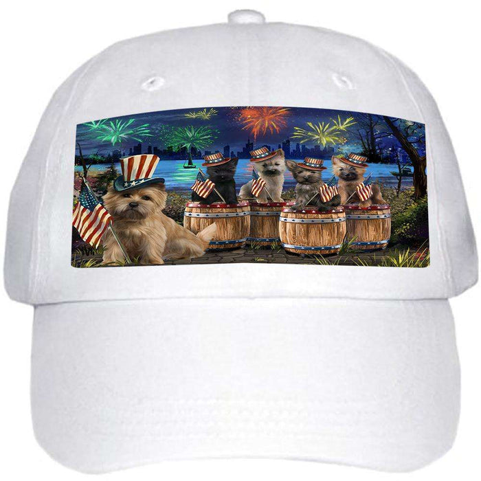 4th of July Independence Day Fireworks Cairn Terriers at the Lake Ball Hat Cap HAT56802