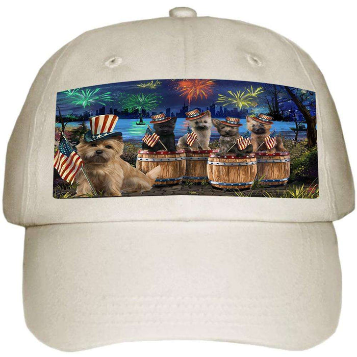 4th of July Independence Day Fireworks Cairn Terriers at the Lake Ball Hat Cap HAT56802