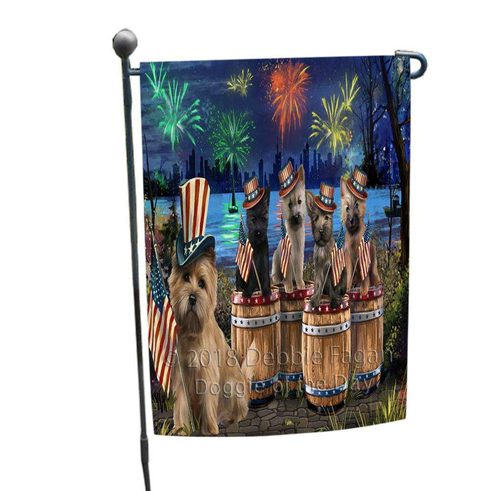 4th of July Independence Day Fireworks Cairn Terriers at the Lake Garden Flag GFLG50945